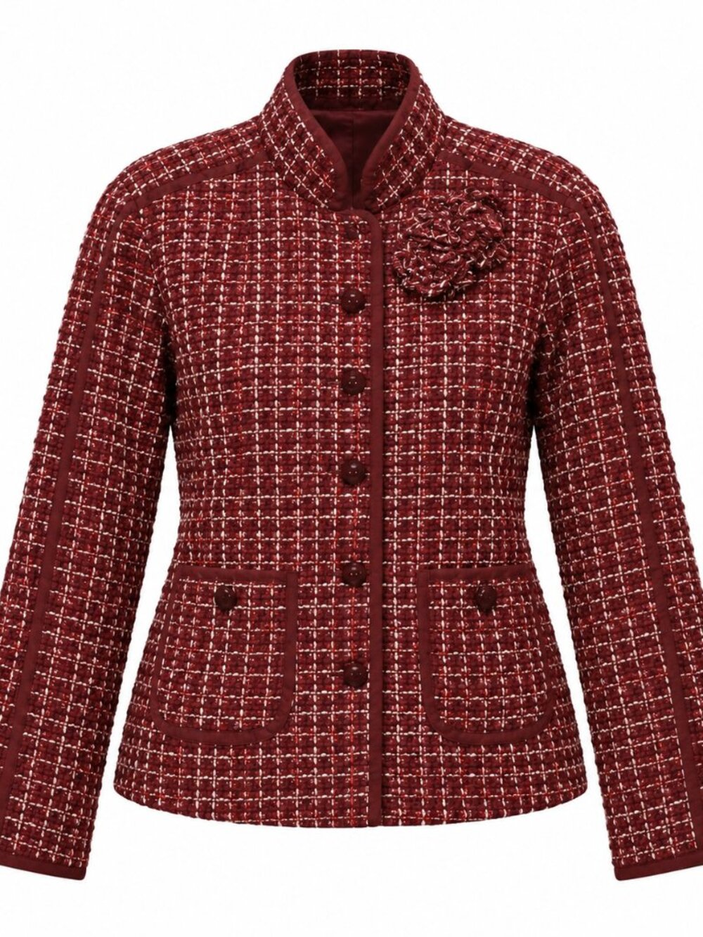 Vintage Anne Carson Red White Tweed Silk Blazer Size L sophisticated chic